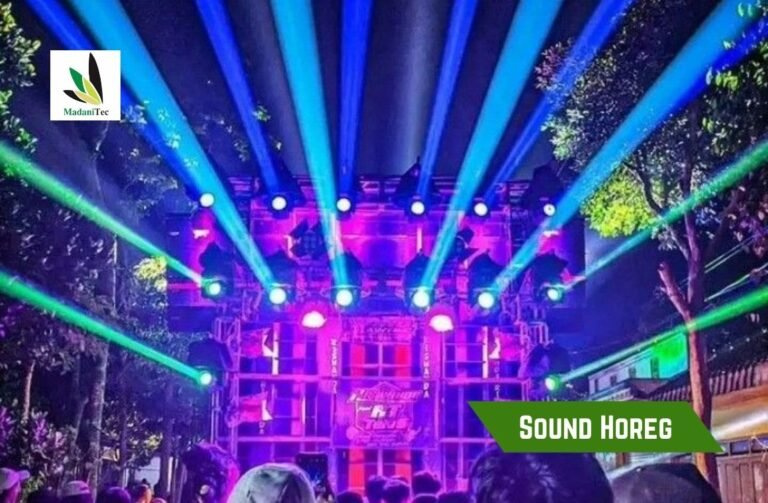 Sound horeg dengan speaker dan subwoofer besar saat digunakan dalam event