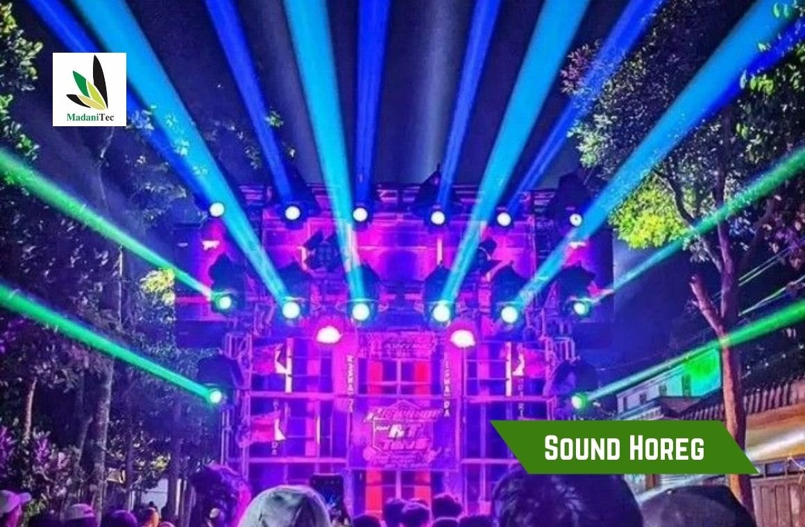 Sound horeg dengan speaker dan subwoofer besar saat digunakan dalam event